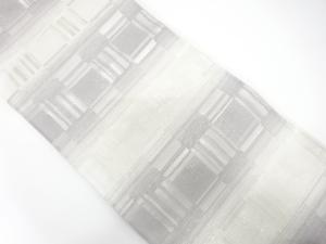 絽　横段に変わり市松模様織り出し　袋帯